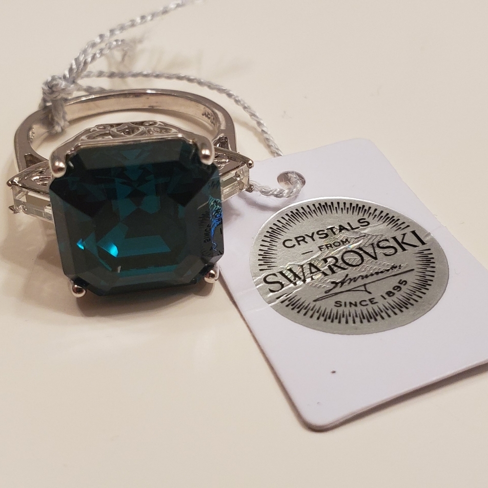 Genuine Swarovski Emerald color Crystal Sterling